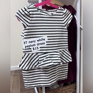 Janie and Jack 3T Striped Navy and White Peplum Dress
